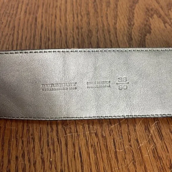 Burberry Gunmetal Silver Gray Leather Belt Large - Picture 6 of 6